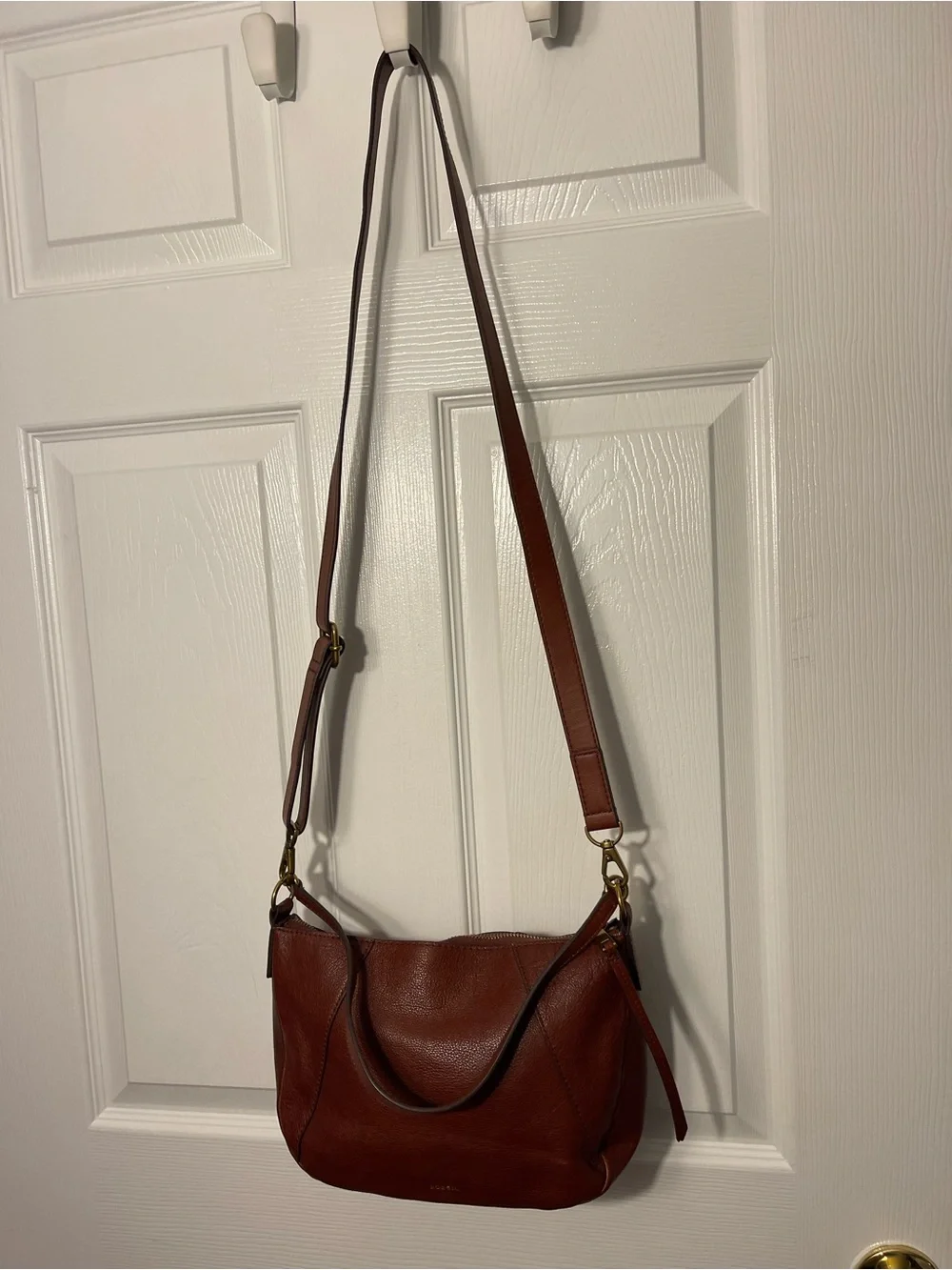 Fossil Cognac Brown Leather Crossbody Bag